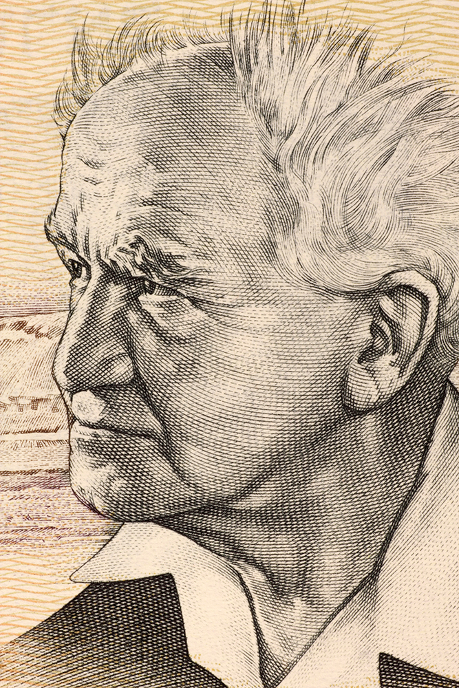 Photograph of David Ben-Gurion, Israel's first prime minister, associated with early discussions about the future of the Jewish state.